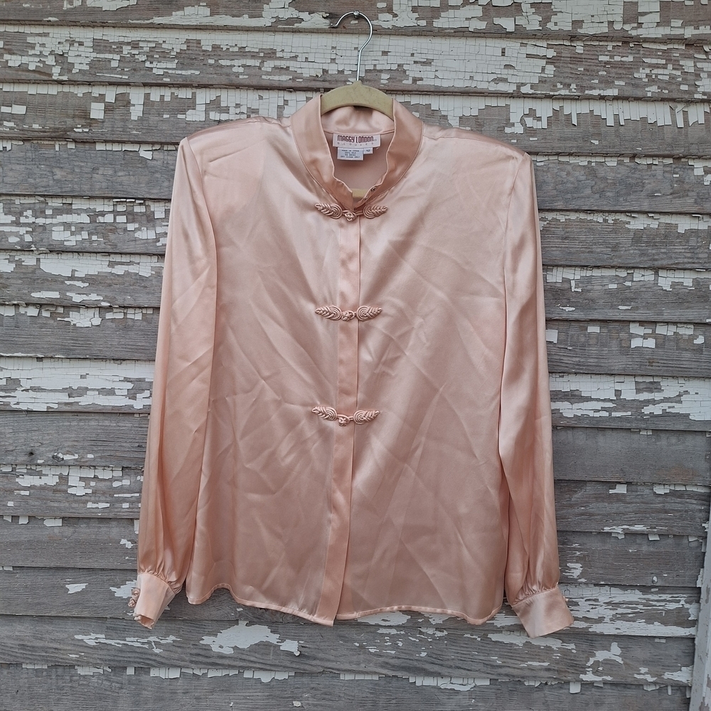 Vintage Maggy London Blush Silk Blouse Size 12